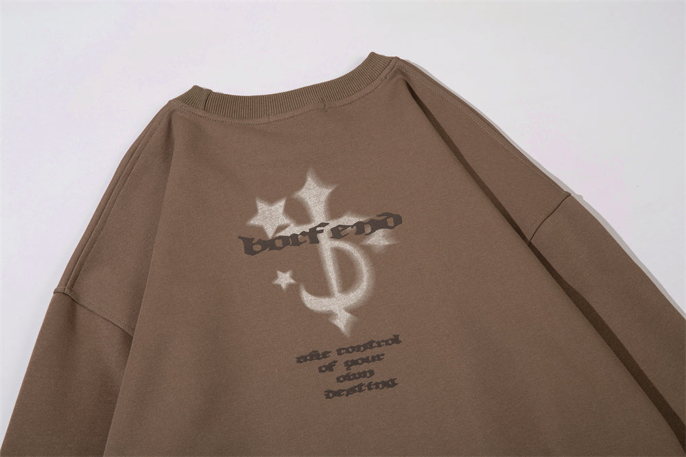 Cross Printed Crew Neck Sweatshirt Men