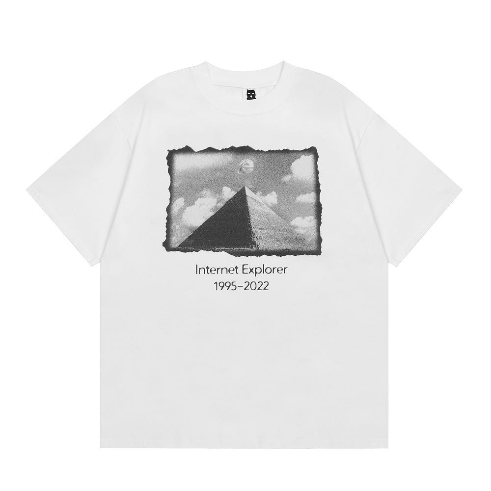 Pyramid Print Short Sleeve American Style Hip Hop