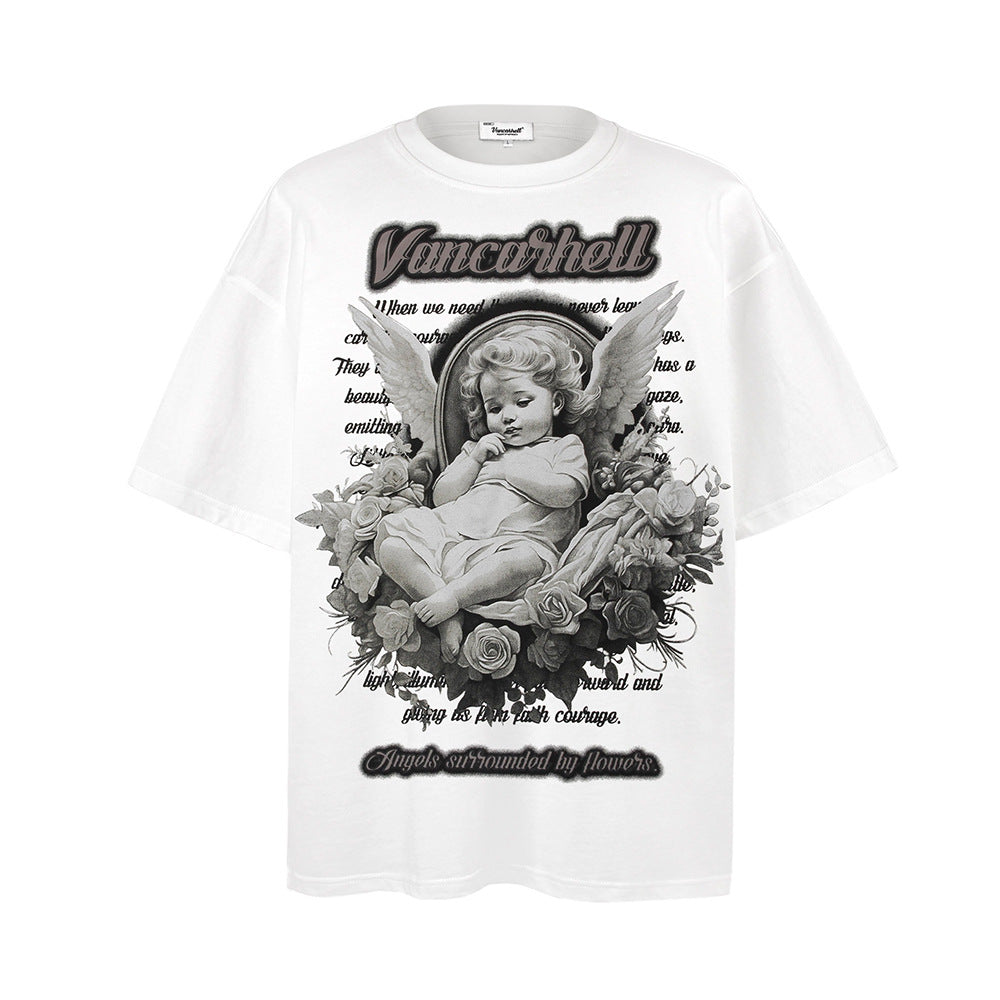 Little Angel Printed Short-sleeved T-shirt For Men