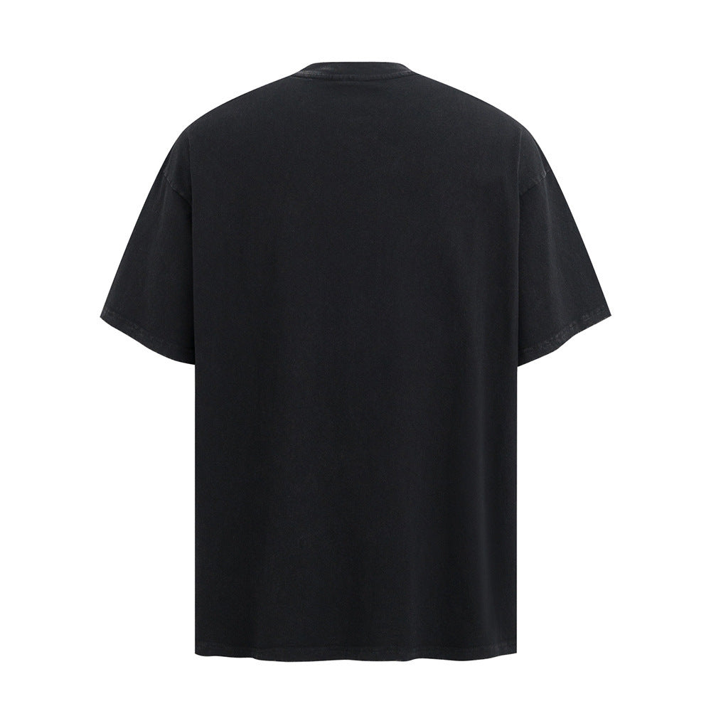 Dark High Street Cross Print Wash Short Sleeve