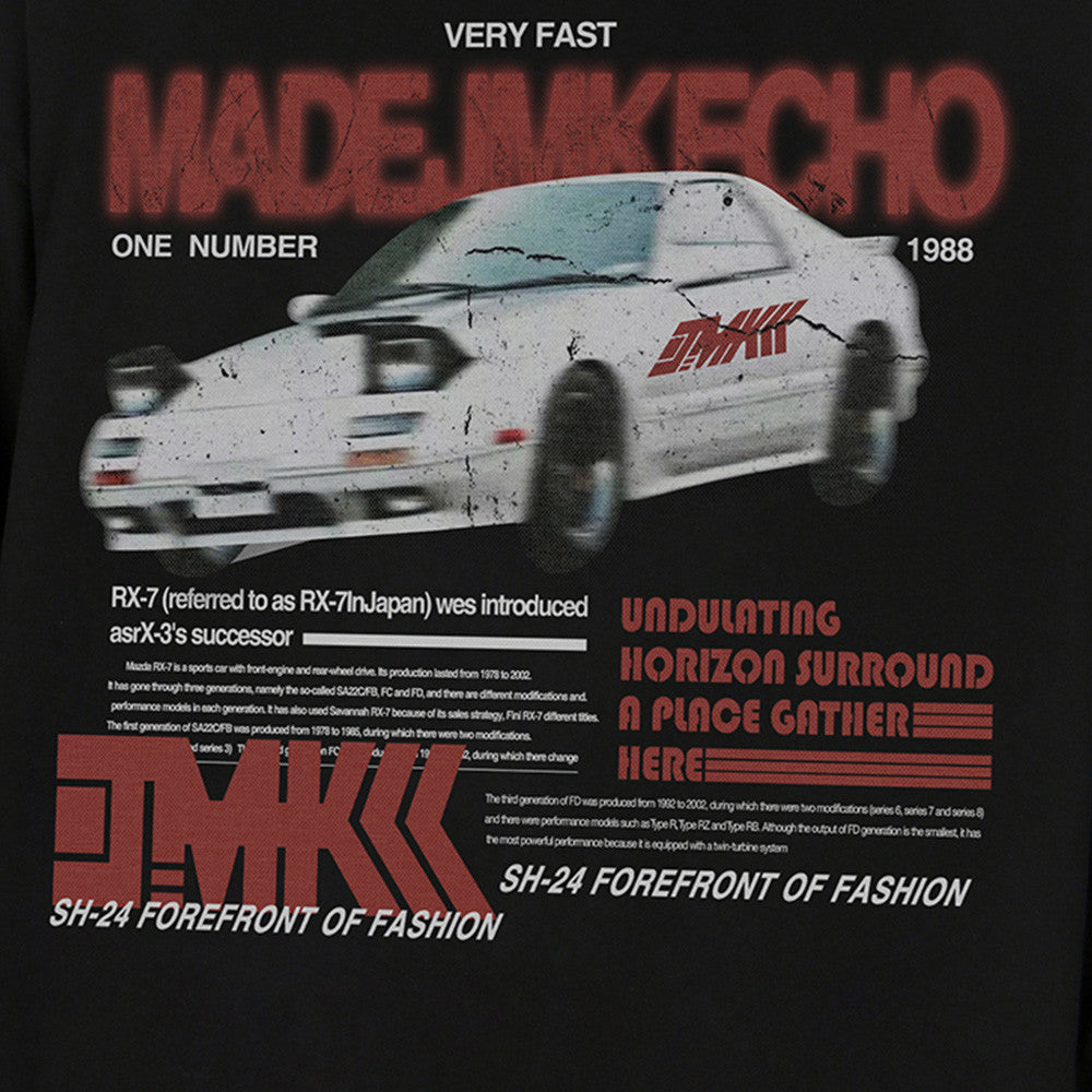 American Car Letter Print Sweatshirt Men