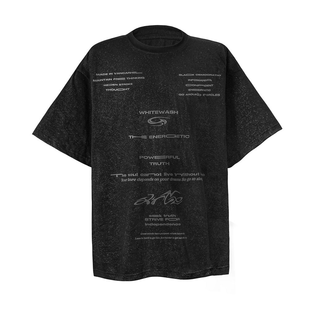 Niche Letter Printed Cotton Short Sleeve