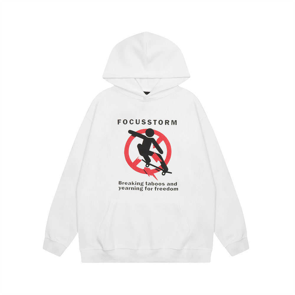 Fashion Skateboard Printed Hoodie Men