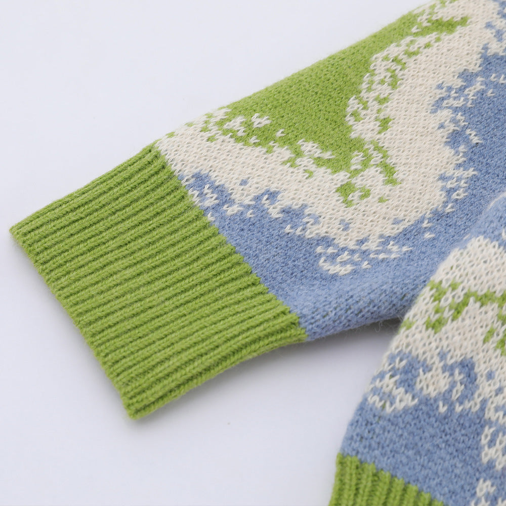 Autumn And Winter Camouflage Jacquard Round Neck Sweater Men
