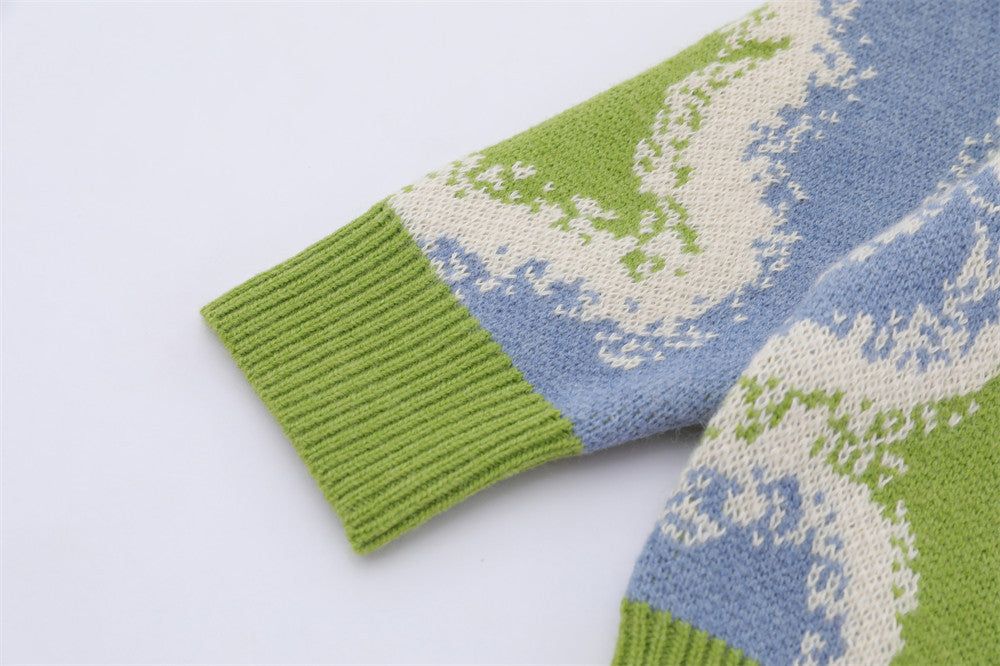 Autumn And Winter Camouflage Jacquard Round Neck Sweater Men