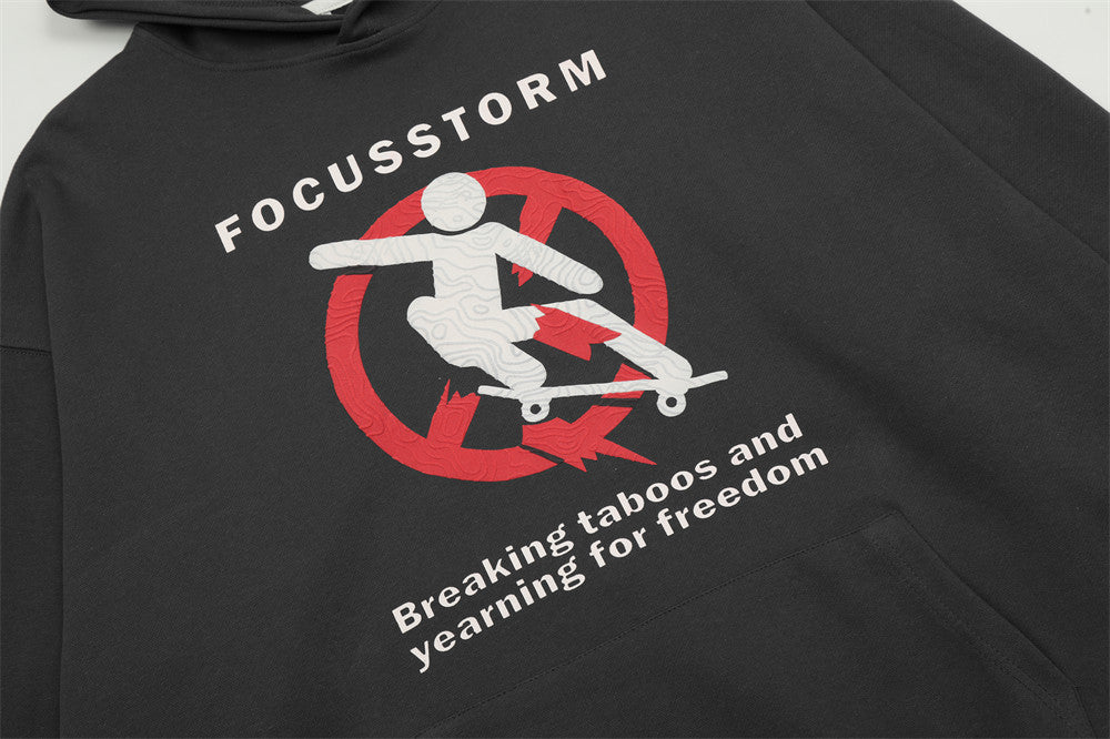 Fashion Skateboard Printed Hoodie Men