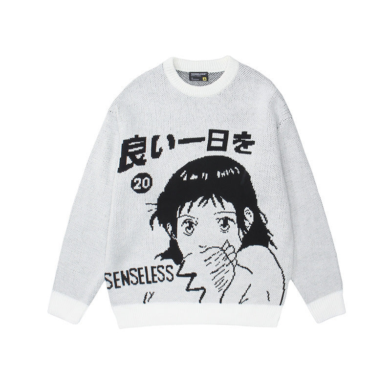Men And Women Japanese Street Comic Girl Loose Long Sleeve Sweater