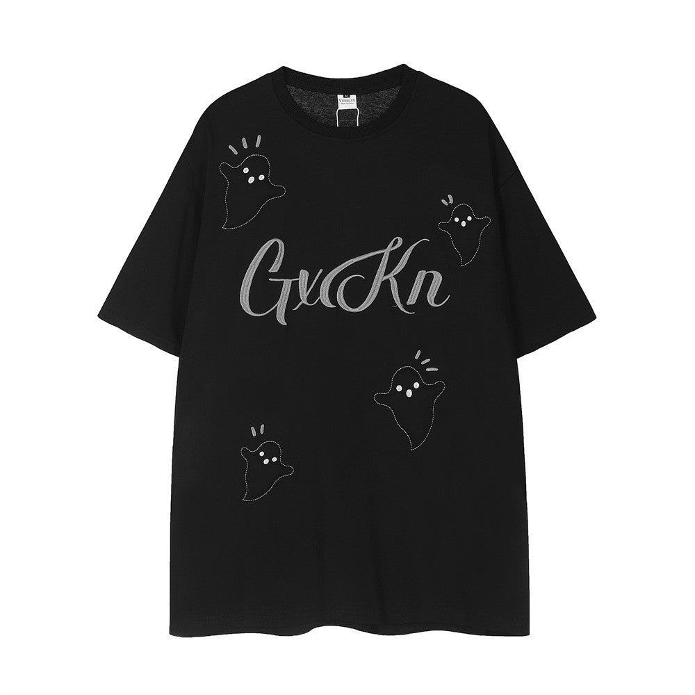 Little Devil Embroidered Casual Short Sleeve