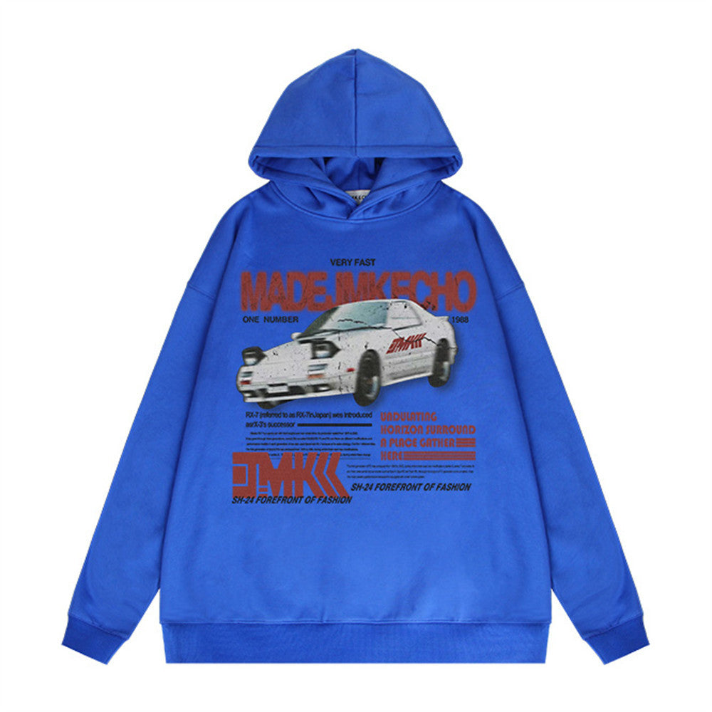 American Car Letter Print Sweatshirt Men