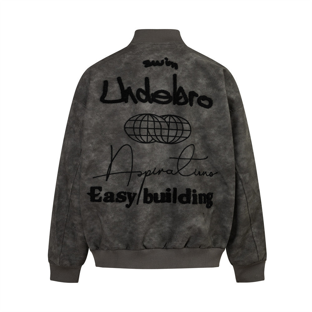 Letter Embroidery Creative Biker's Leather Jacket