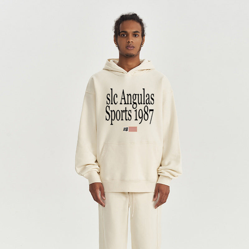 Fashion Printing Velvet Padded Hooded Sweatshirt Men