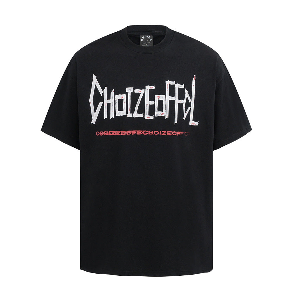 Graffiti Letter Print Short-sleeve Casual Pure Cotton
