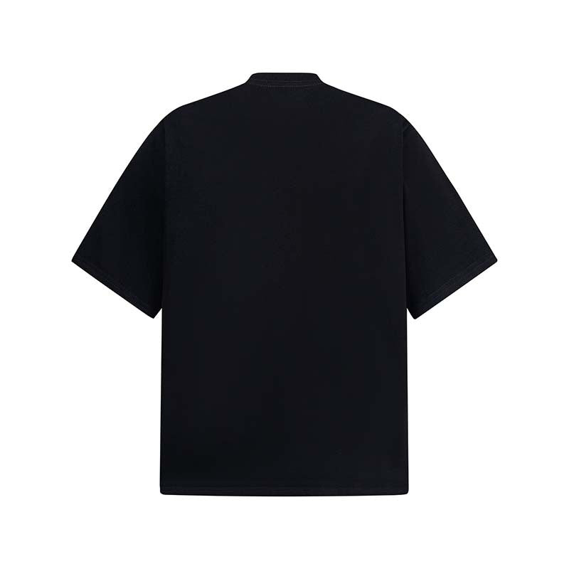 National Fashion American Letter Flocking Machine Embroidery Round Neck Short Sleeve