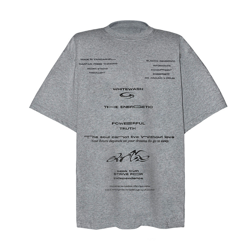 Niche Letter Printed Cotton Short Sleeve