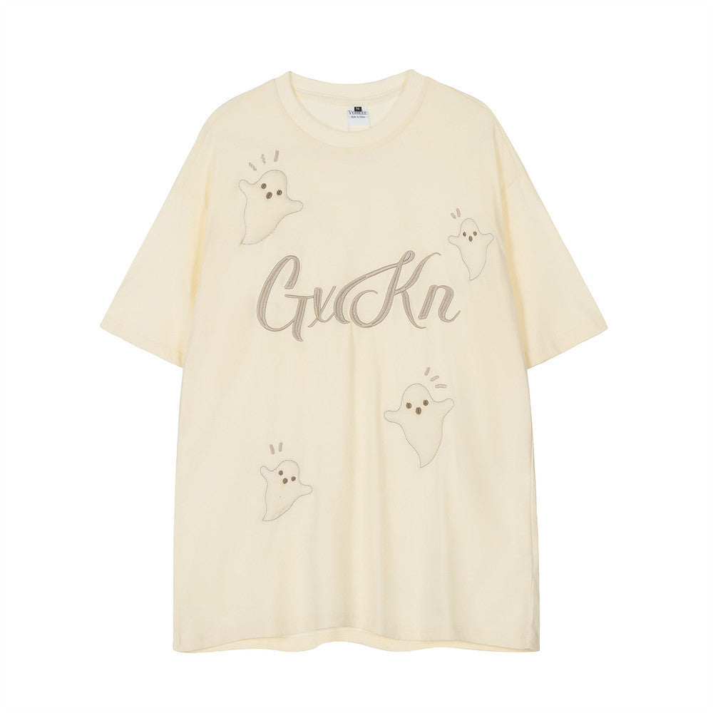 Little Devil Embroidered Casual Short Sleeve