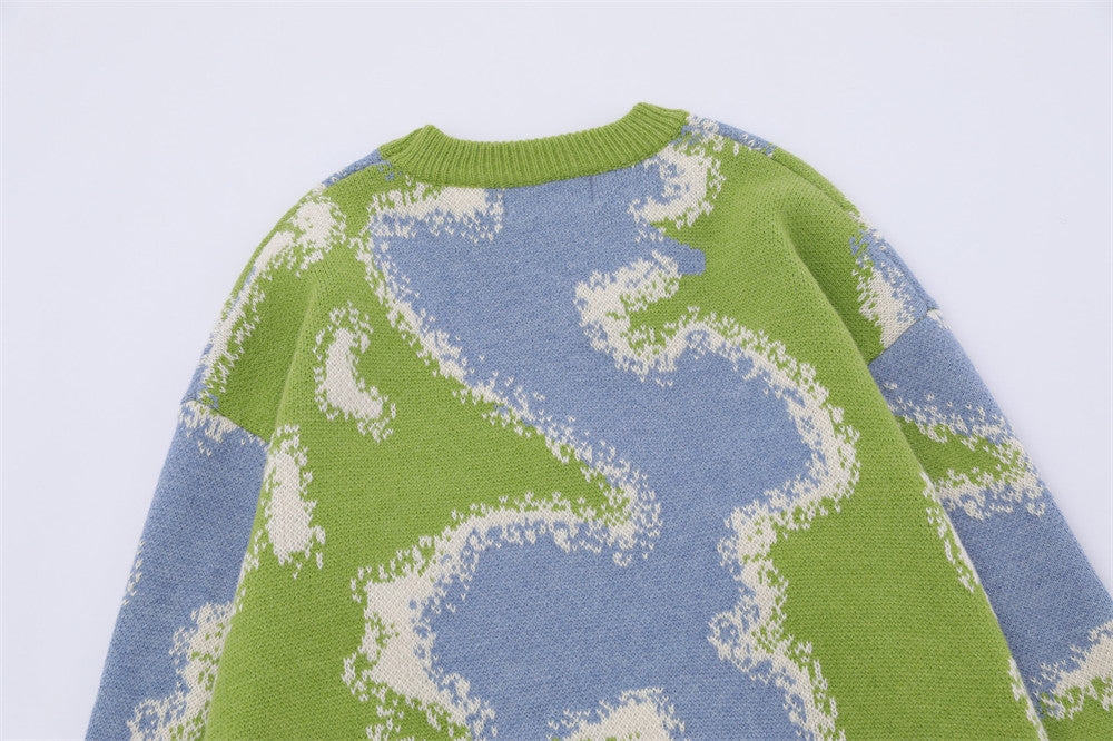 Autumn And Winter Camouflage Jacquard Round Neck Sweater Men