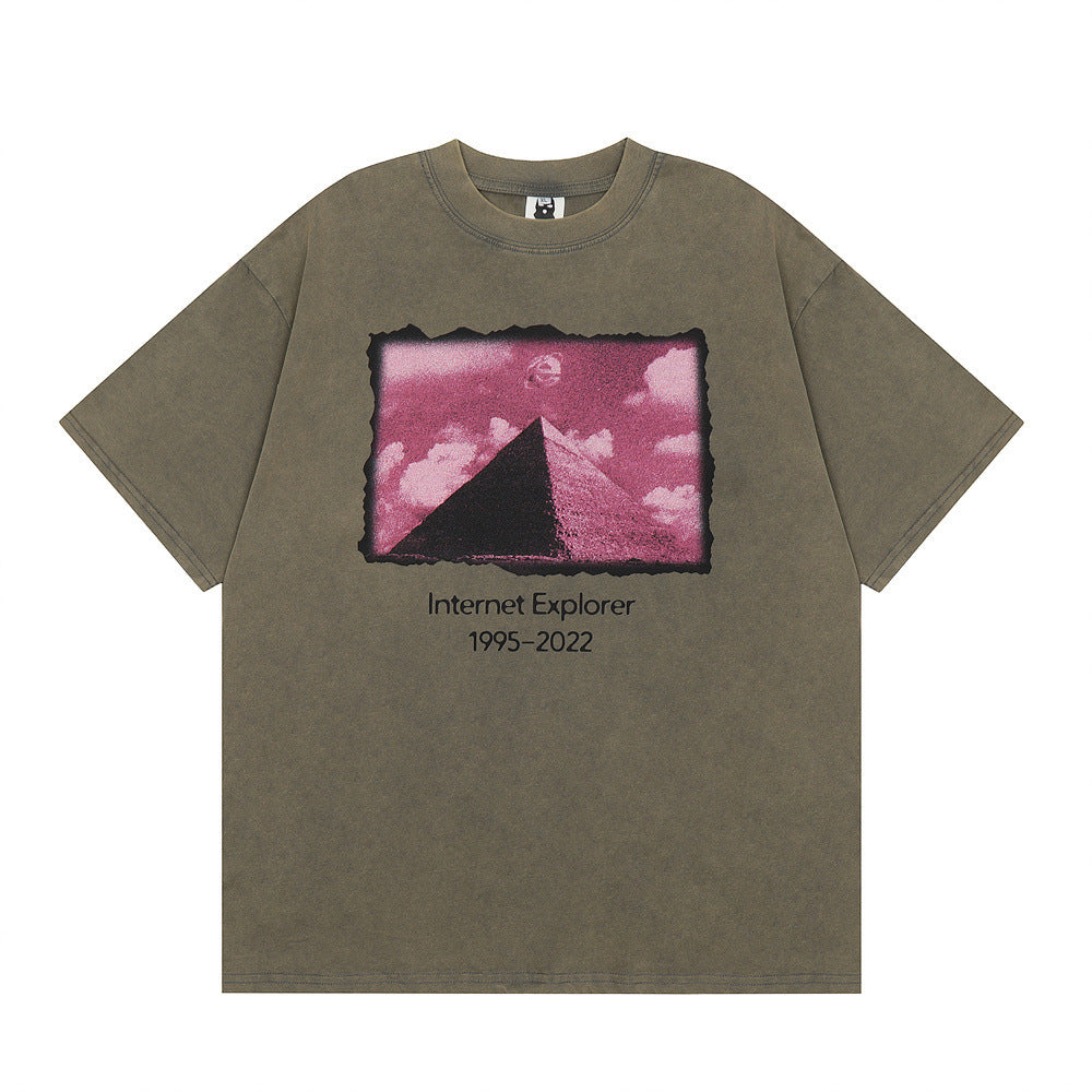 Pyramid Print Short Sleeve American Style Hip Hop