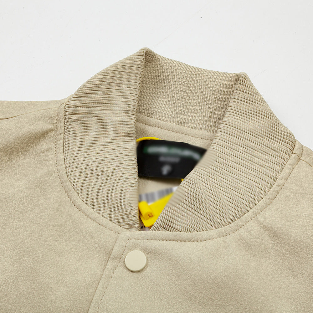 Letter Embroidery Creative Biker's Leather Jacket
