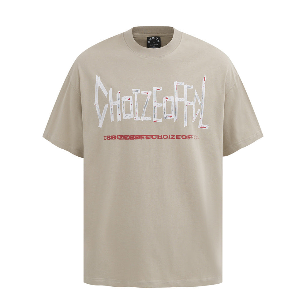 Graffiti Letter Print Short-sleeve Casual Pure Cotton