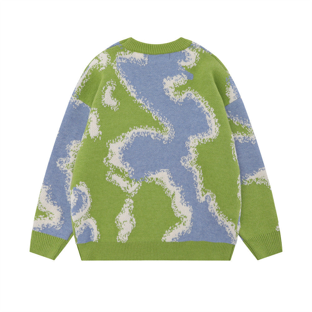 Autumn And Winter Camouflage Jacquard Round Neck Sweater Men