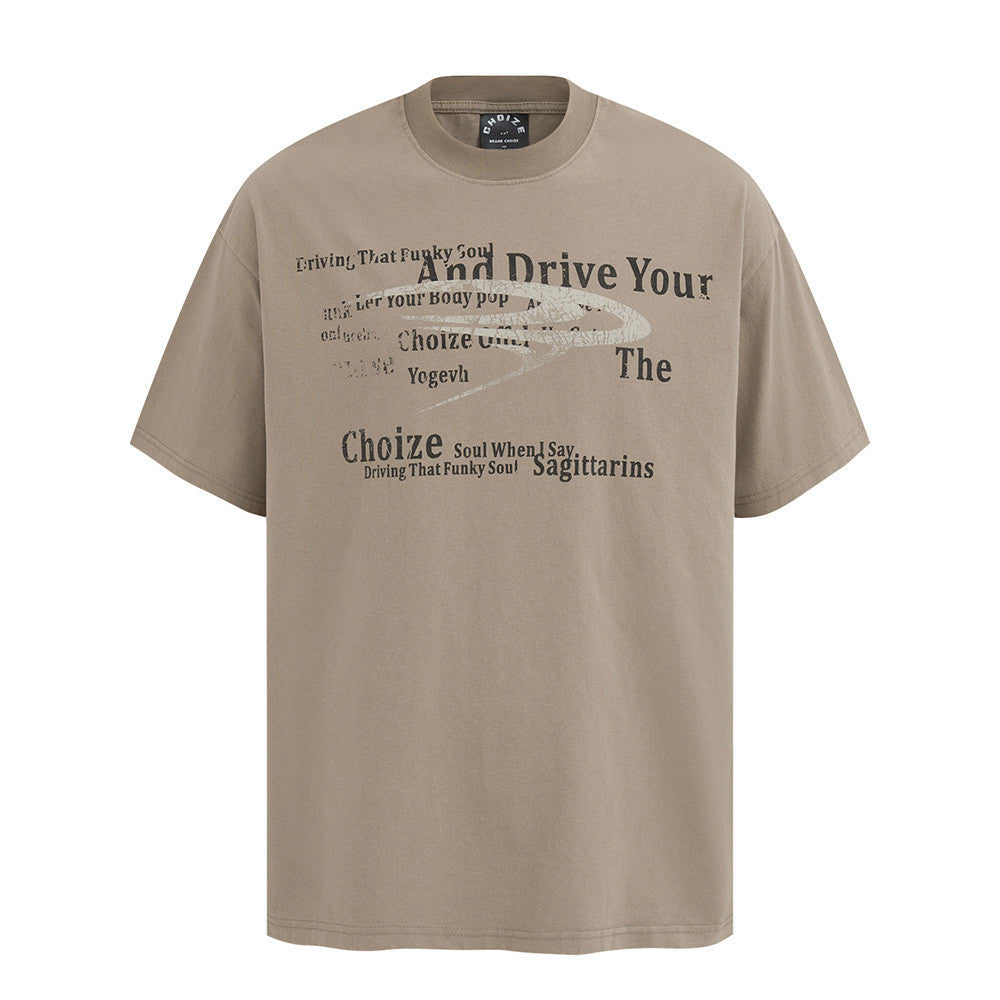Men's Vintage Fashion-letter Loose T-shirt