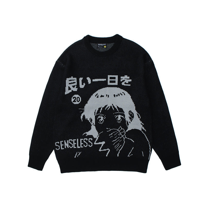 Men And Women Japanese Street Comic Girl Loose Long Sleeve Sweater