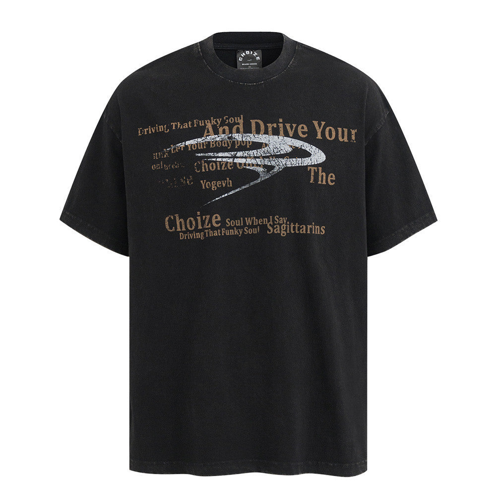 Men's Vintage Fashion-letter Loose T-shirt