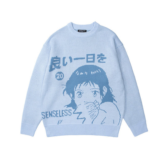Men And Women Japanese Street Comic Girl Loose Long Sleeve Sweater