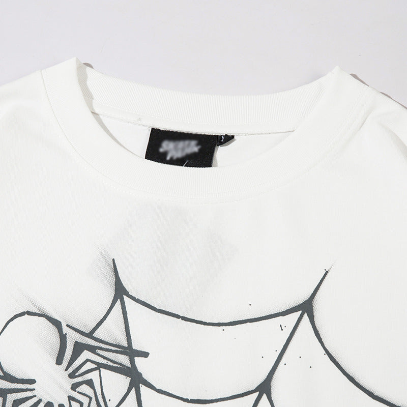 Spider Web Printed Short Sleeve High Street Niche