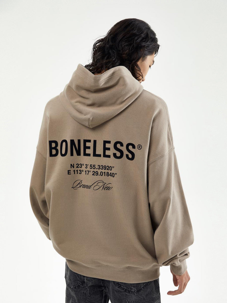 Cotton Hoodie Retro Coordinates LOGO Print Hooded Sweatshirt