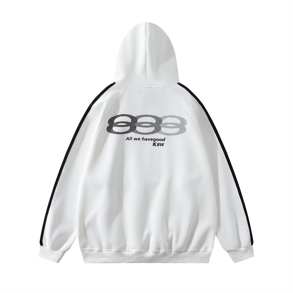 Street American Side Three Horizontal Striped Hooded Sweater Spring And Autumn Men