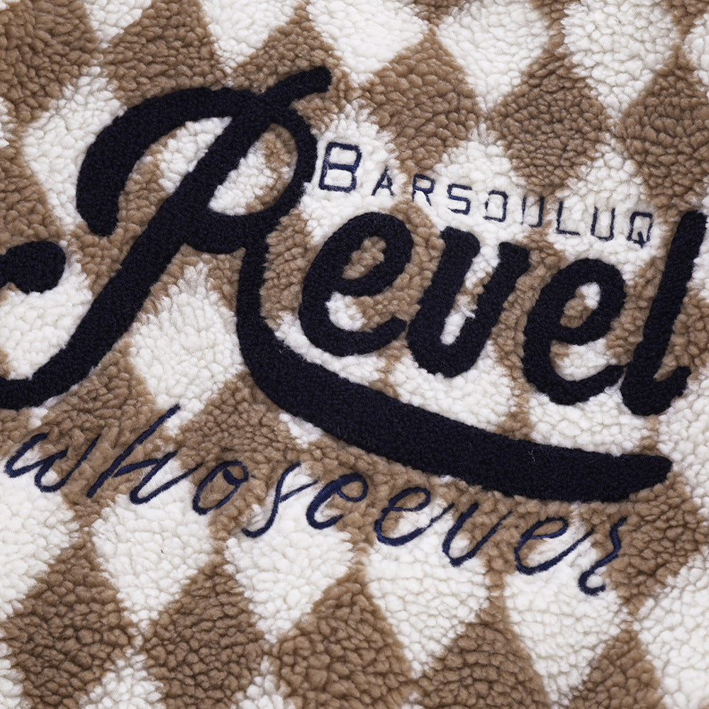 Rhombus Plaid Lambswool Warm And Loose Cotton-padded Coat