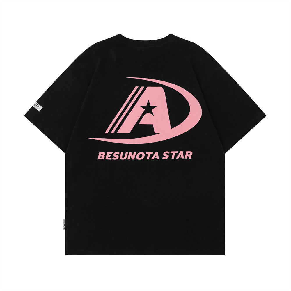 Letter Printed Cotton T-shirt Summer