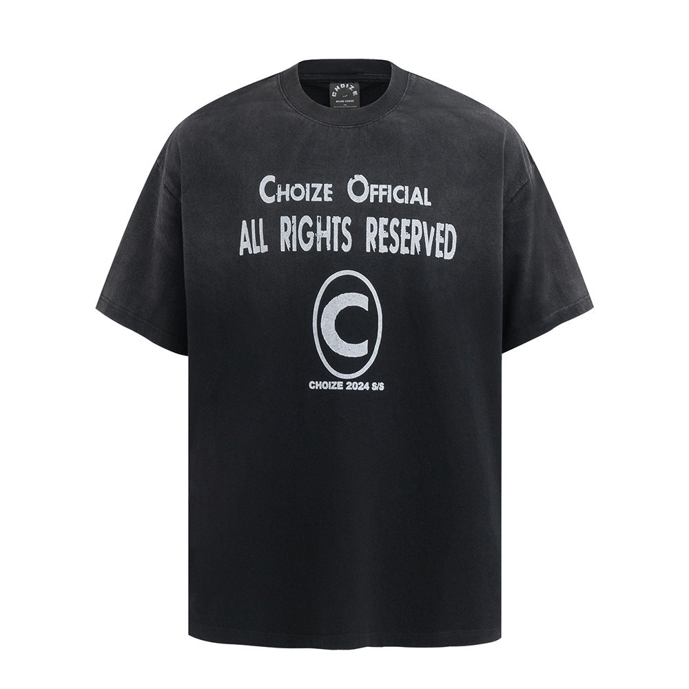 Tie-dye Gradient Short-sleeved T-shirt American Letters