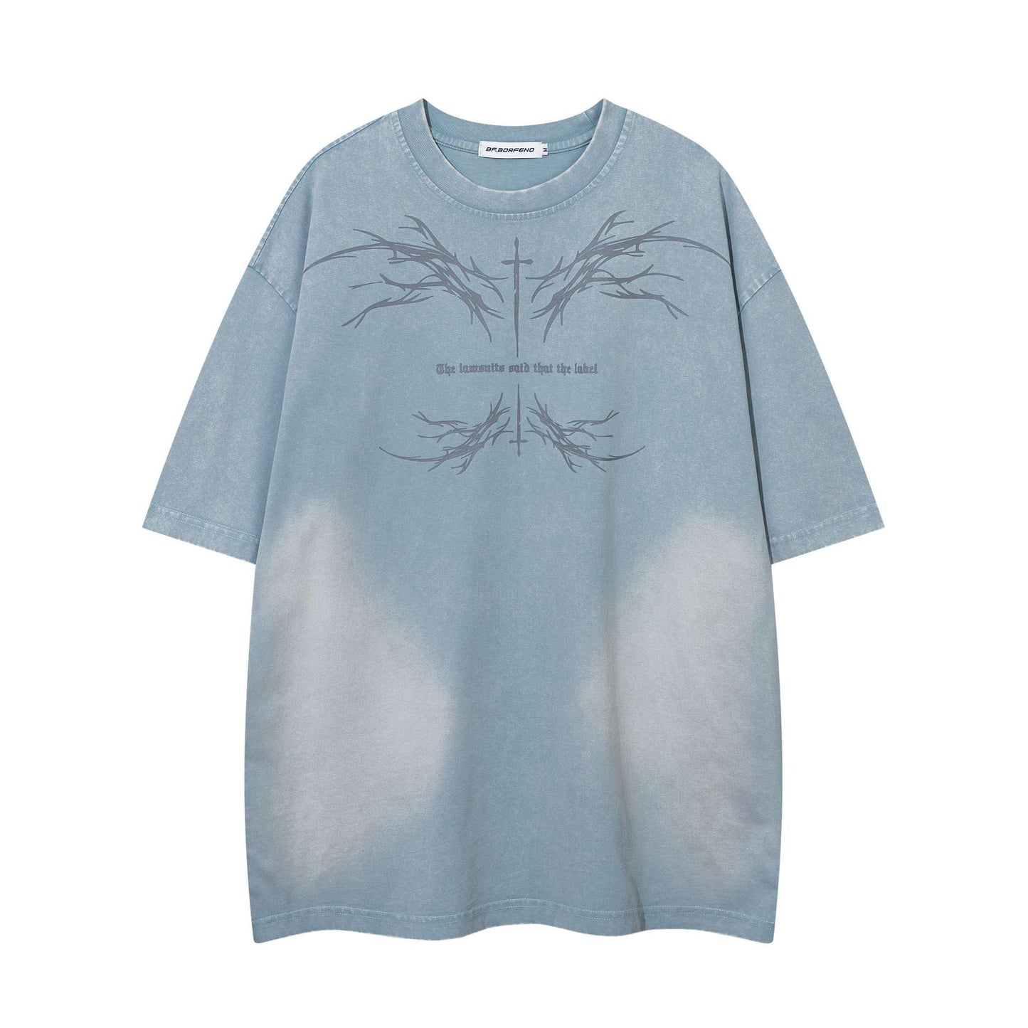 Color-contrasting Pattern Printed Short Sleeved T-shirt