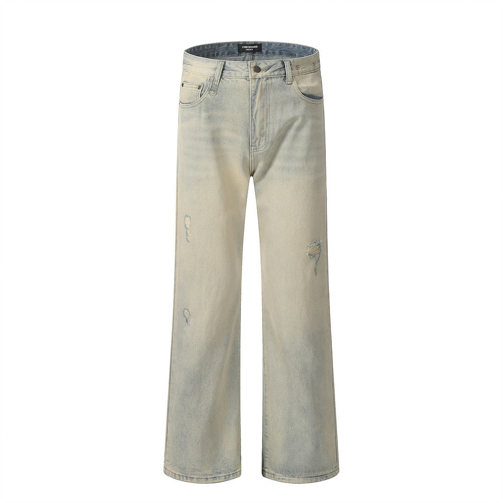 Retro Punk Worn Loose Wide Leg Leisure Straight-leg Pants