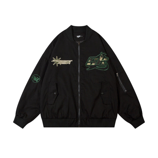 Patch Camouflage Embroidery Letters Casual Jacket Coat