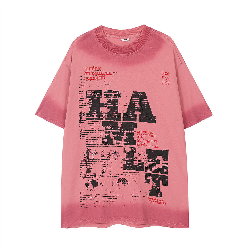 Spray Painting Do Dirty Old Letter Print Short-sleeve
