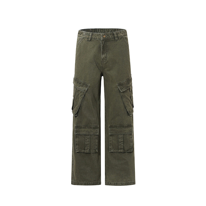 American-style Retro Side Large Pocket Design Overalls