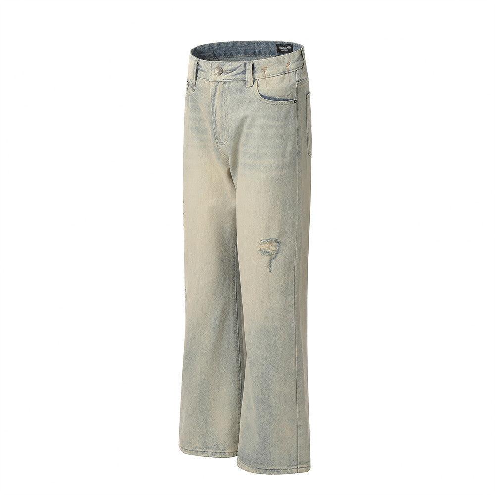 Retro Punk Worn Loose Wide Leg Leisure Straight-leg Pants