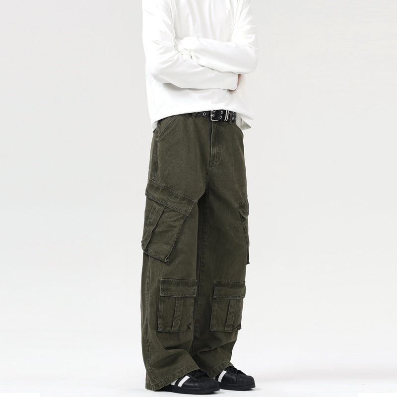 American-style Retro Side Large Pocket Design Overalls