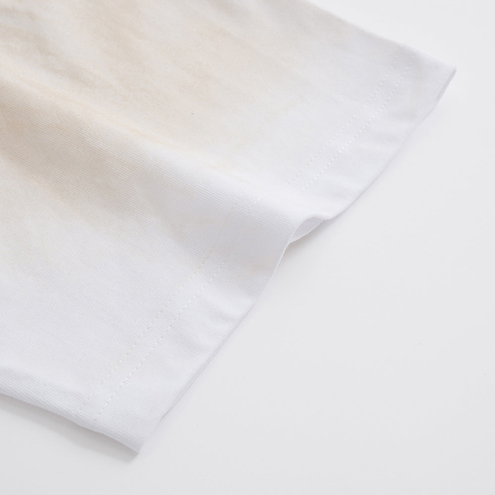 Tie-dye Gradient Short-sleeved T-shirt American Letters