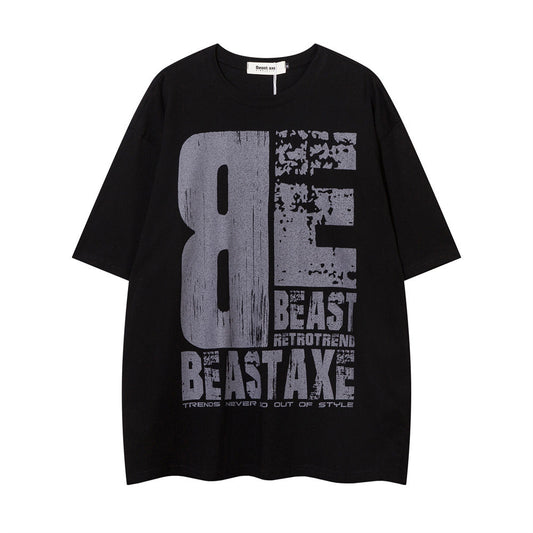 Large-Area Printed Letter Short Sleeve