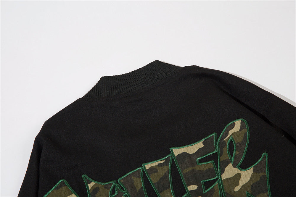 Patch Camouflage Embroidery Letters Casual Jacket Coat
