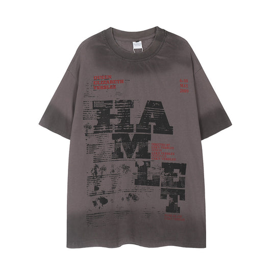 Spray Painting Do Dirty Old Letter Print Short-sleeve