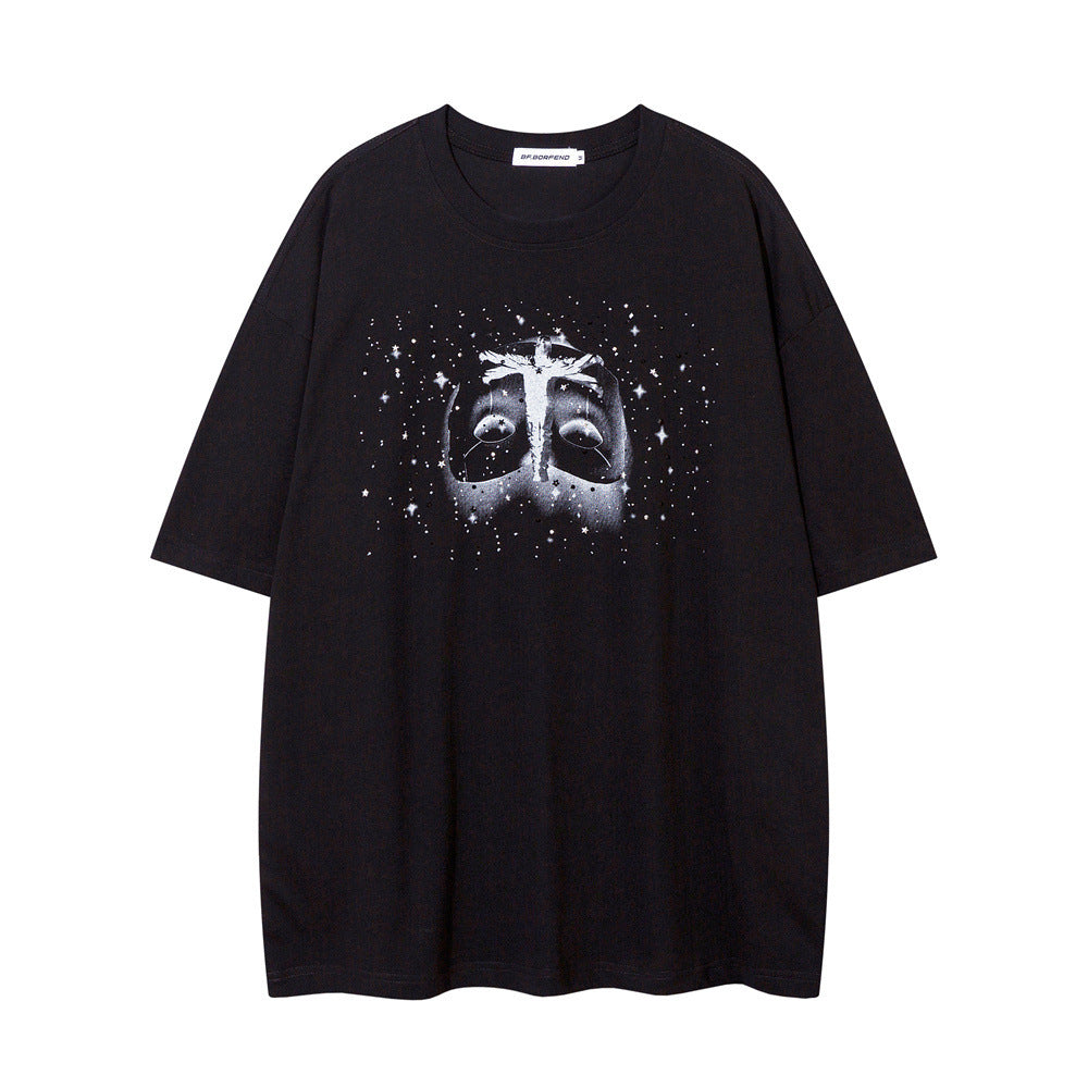 Creative Mask Splash Ink Spray Paint Short Sleeve