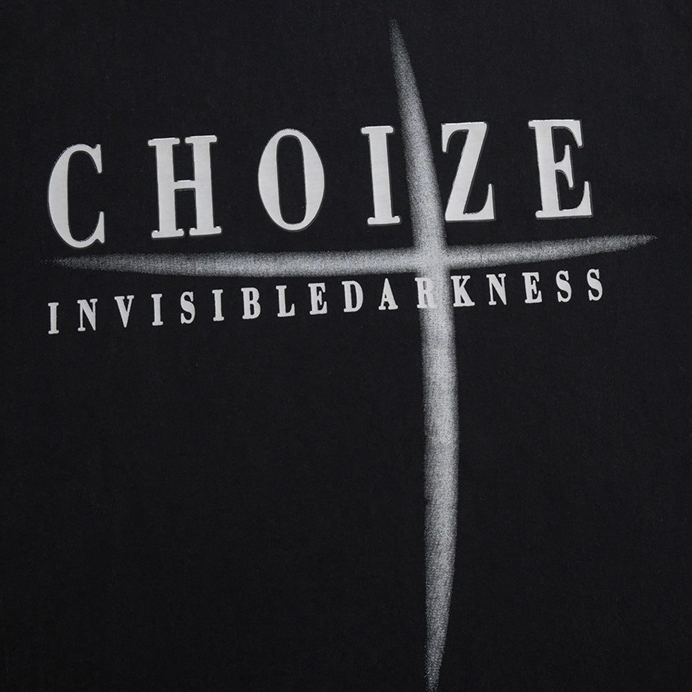 Dark High Street Cross Print Wash Short Sleeve