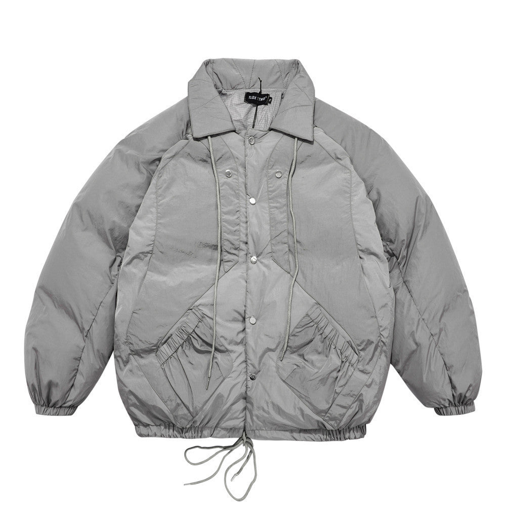 Simple Style Solid Color Bread Suit Men's Loose Lapel Thickened Padded Jacket