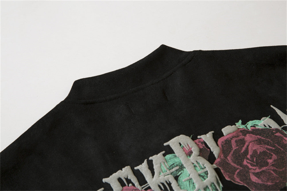 National Fashion European And American Rose Flower Baseball Uniform Jacket