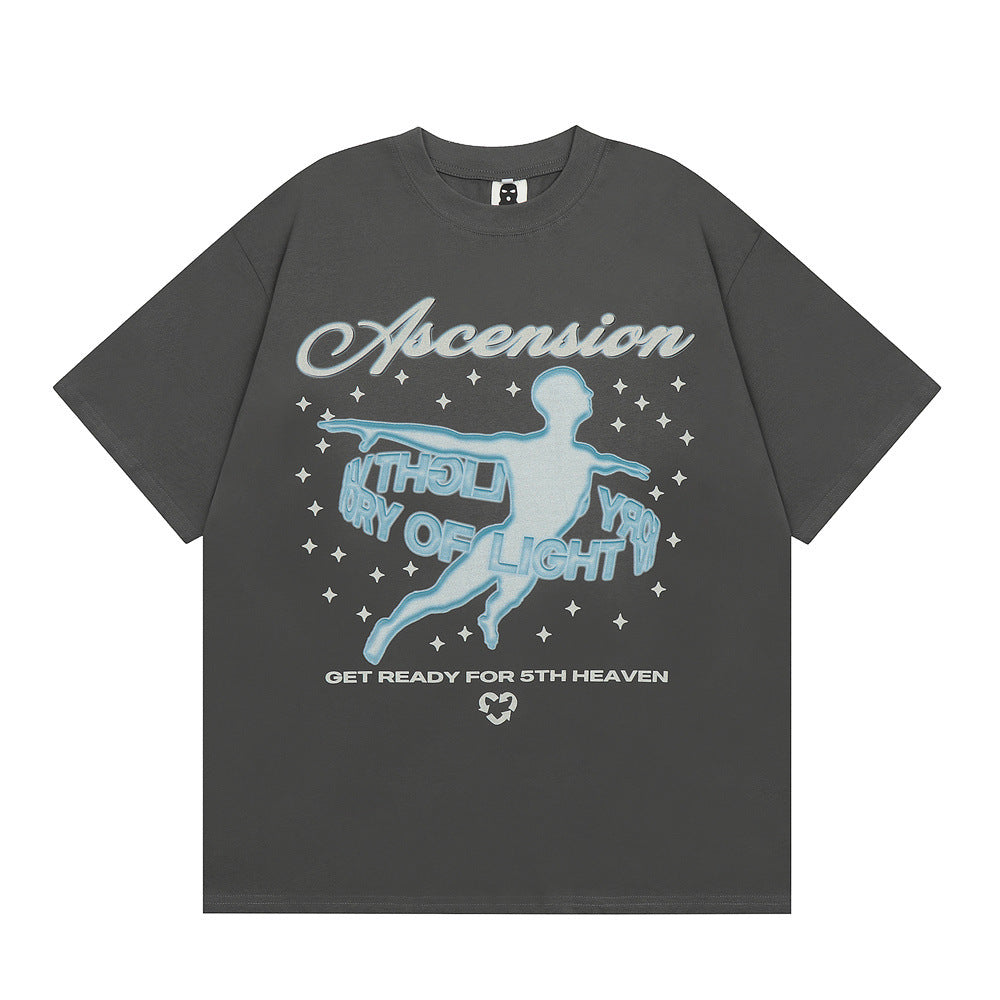 Men's Printed Short Sleeve Washed And Worn